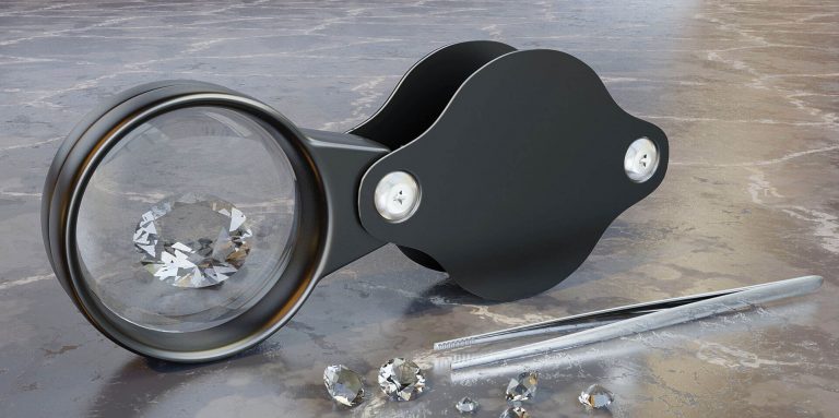 Magnifying glass by A. Kruess for use with gemstones