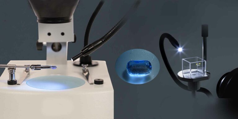 Gemstone microscopy examines characteristic properties to determine gemstones.
